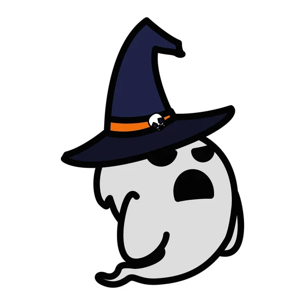 Feliz halloween fantasma con sombrero de bruja — Archivo Imágenes Vectoriales