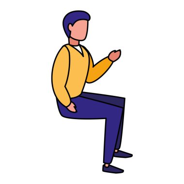 Genç adam oturmuş karakter