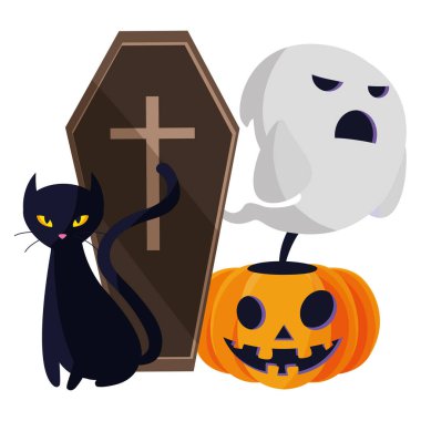 kabak karakter ile Halloween siyah kedi