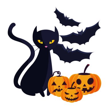 kabak karakter ile Halloween siyah kedi