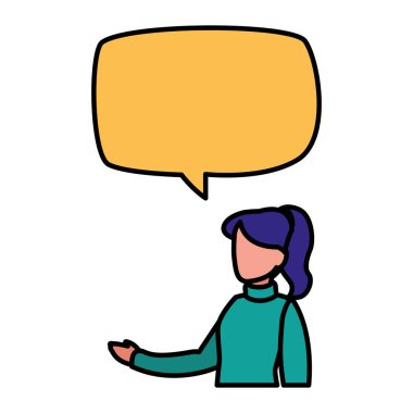 Genç kadın konuşma balonu ile modelleme