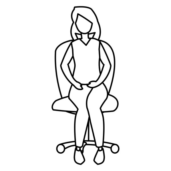 Jeune femme assise dans un fauteuil — Image vectorielle