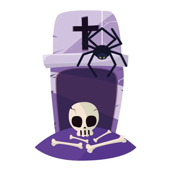 Feliz icono del cráneo de Halloween — Archivo Imágenes Vectoriales