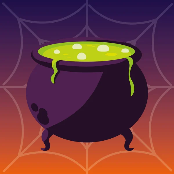 Happy halloween cauldron ikonen — Stock vektor