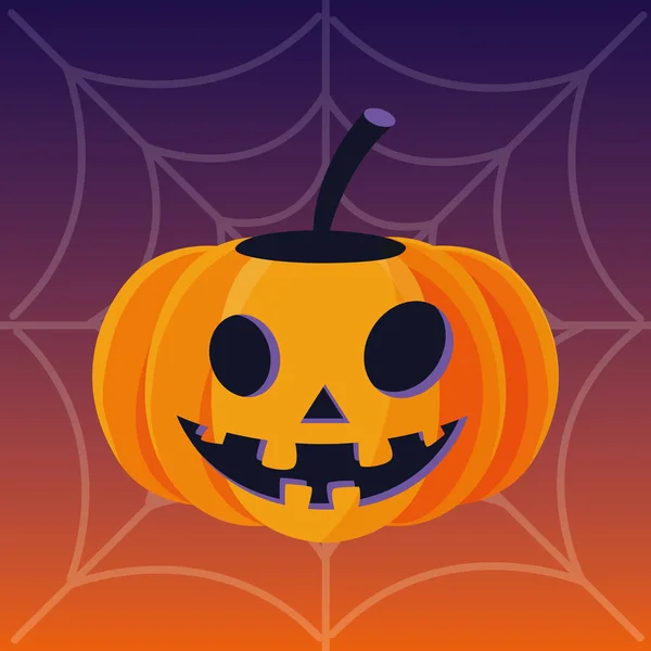 Šťastný halloween dýně s Pavoučí — Stockový vektor