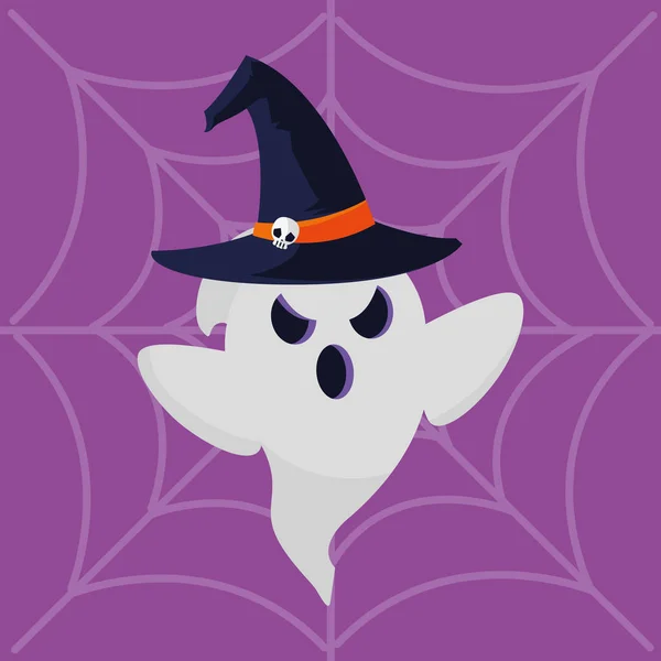 Feliz halloween fantasmas con spiderweb — Archivo Imágenes Vectoriales