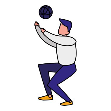 genç erkek voleybol oynarken