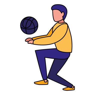 genç erkek voleybol oynarken