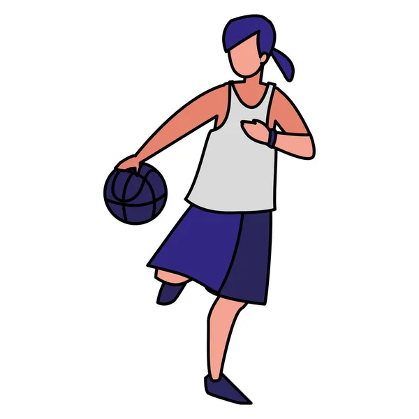 Jeune femme jouant au basket — Image vectorielle