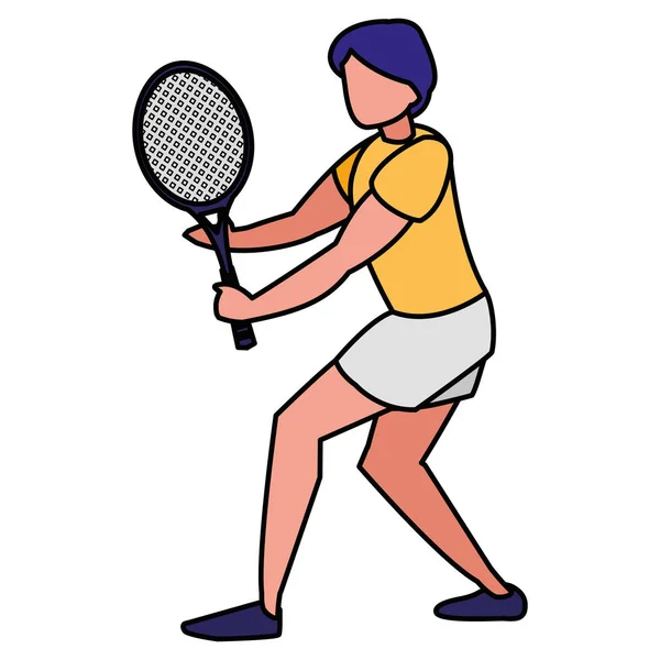 若い男がテニスをする — ストックベクタ