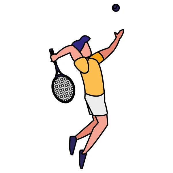Молодой человек играет в теннис — стоковый вектор