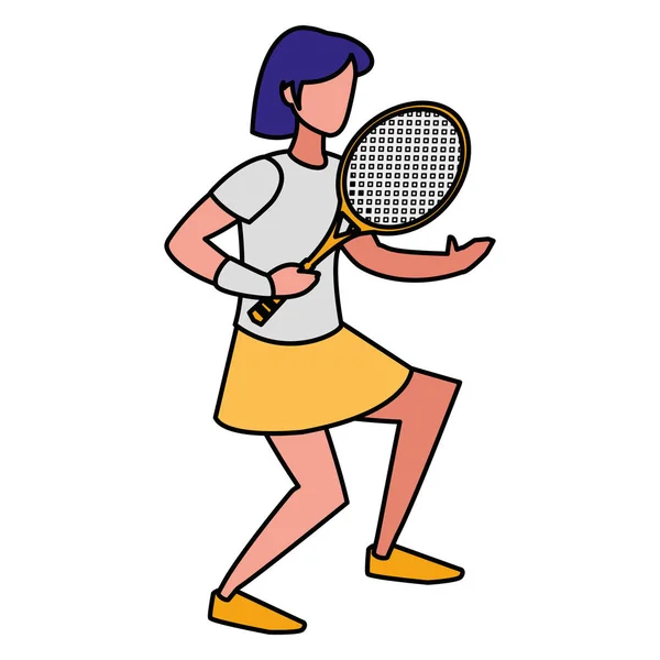 Joven mujer jugando tenis — Vector de stock