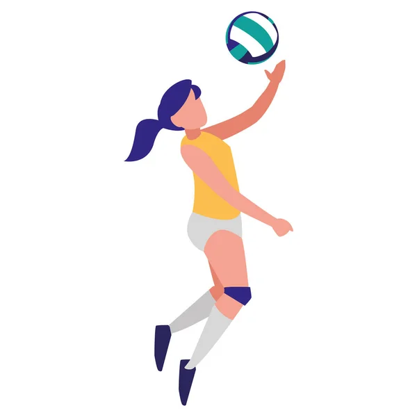Mujer joven jugando voleibol — Vector de stock