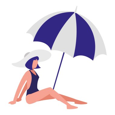 Mayo ve şemsiye ile genç kadın