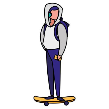 Genç adam kaykay pratik