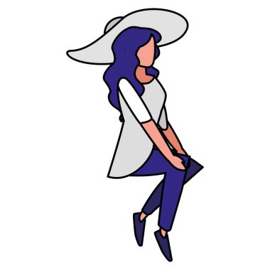 Genç kadın oturmuş karakter