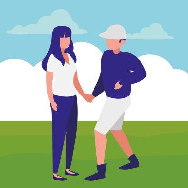 Genç çift modelleme karakterler