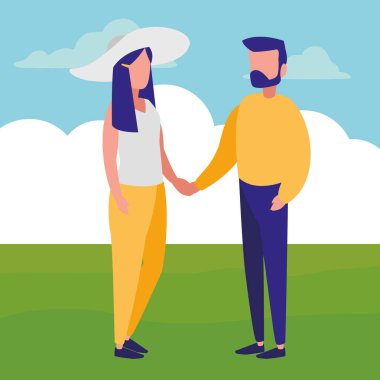 Genç çift modelleme karakterler