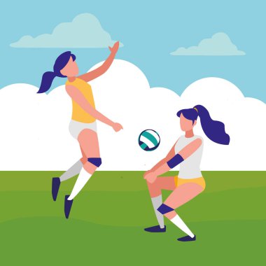 Voleybol oynayan genç kızlar