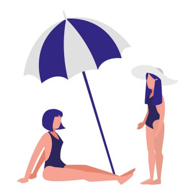 Mayo ve şemsiye ile genç kadın