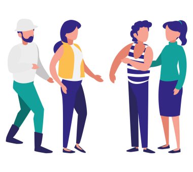 bir grup genç insan karakterleri modelleme