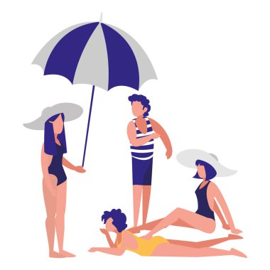 Mayo ve şemsiye ile genç kadın