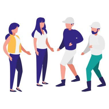 bir grup genç insan karakterleri modelleme