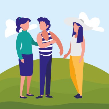 bir grup genç insan karakterleri modelleme