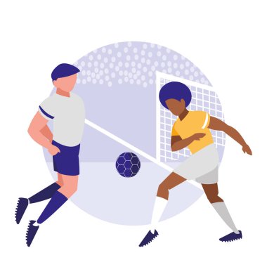 genç sporcular futbol oynarken illüstrasyon tasarım vektör