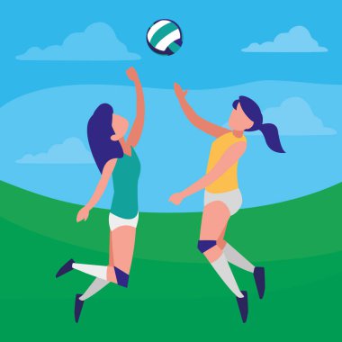 Voleybol oynayan genç kızlar