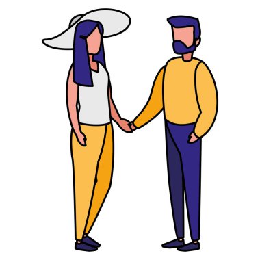 Genç çift modelleme karakterler