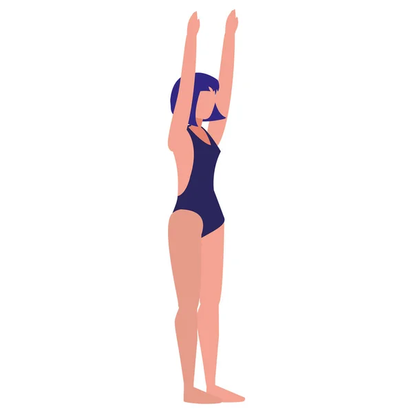 Jeune femme avec maillot de bain exercice pratique — Image vectorielle