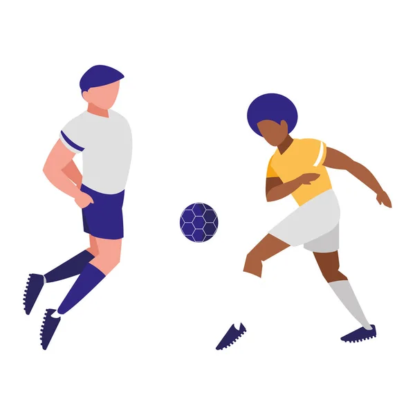 Unga idrottare spelar fotboll — Stock vektor