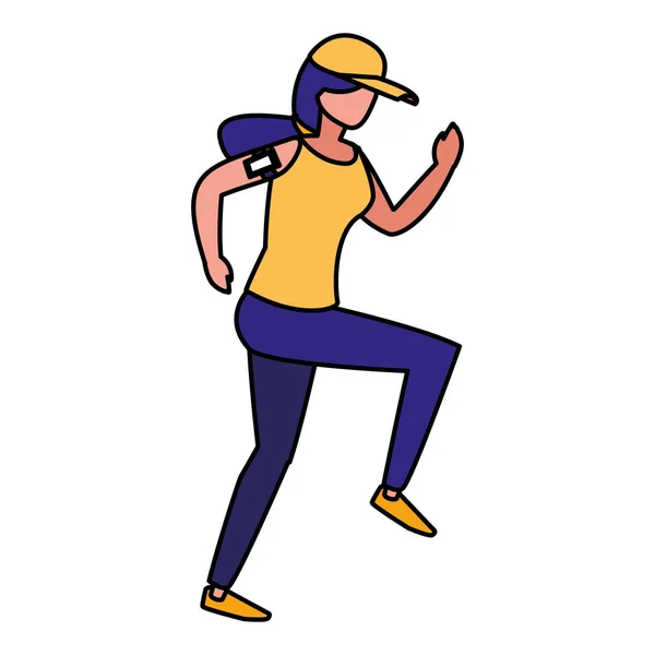 Mujer joven practicando ejercicio — Vector de stock