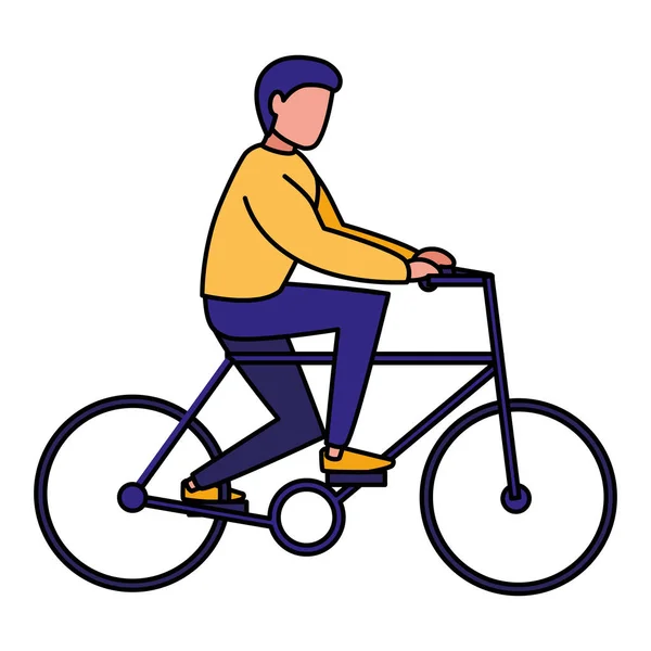 Mladý muž v postavě bicyklu — Stockový vektor