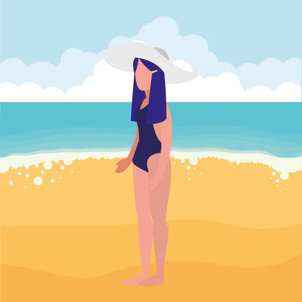 Jeune femme avec maillot de bain — Image vectorielle