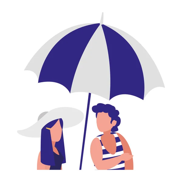 Young woman with swimsuit and umbrella — Stock Vector