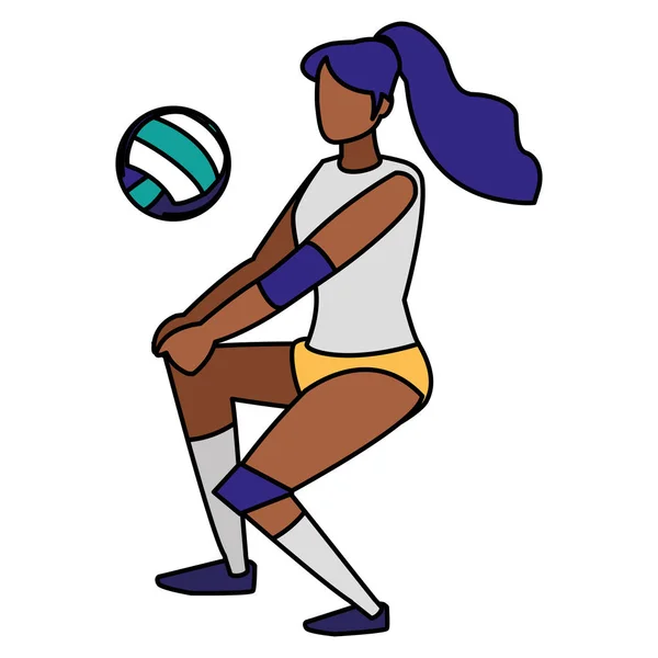 Ung kvinna spelar volleyboll — Stock vektor