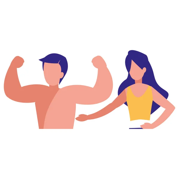 Joven pareja practicando ejercicio — Vector de stock