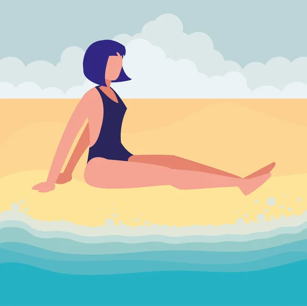 Junge Frau mit Badeanzug — Stockvektor