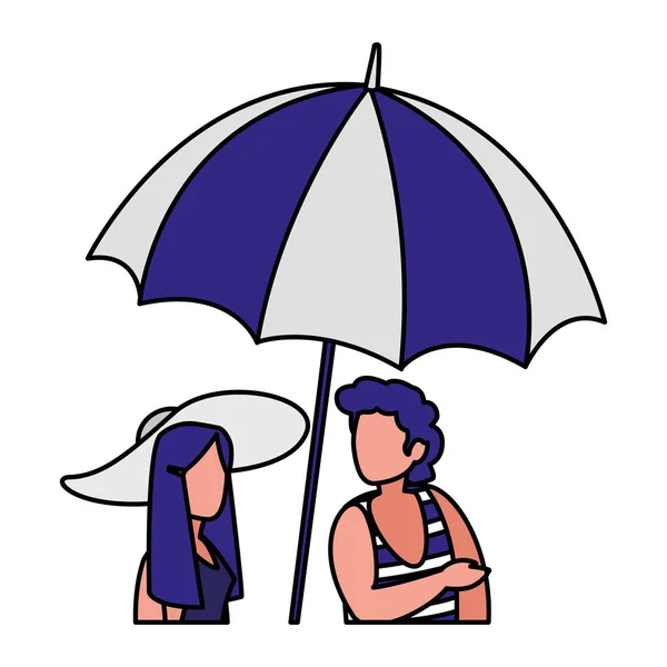 Mann Mit Strandkleidung Und Frau Vektor Illustration Design — Stockvektor