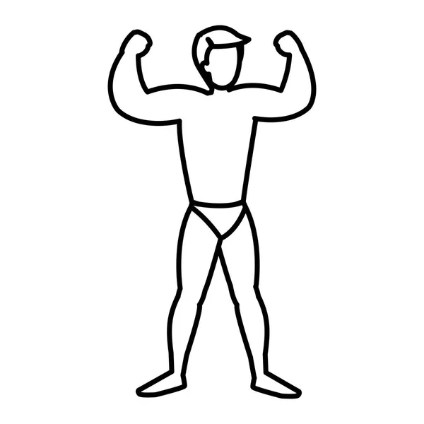 Hombre fuerte con traje de baño — Vector de stock