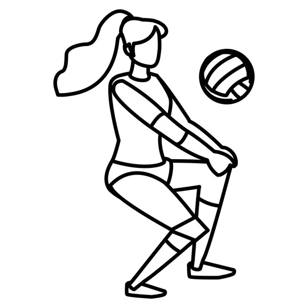 Молодая женщина играет в волейбол — стоковый вектор