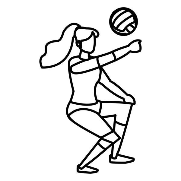 Young woman playing volleyball — Stock Vector