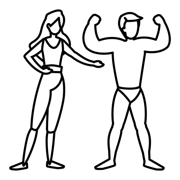 Joven pareja practicando ejercicio — Archivo Imágenes Vectoriales
