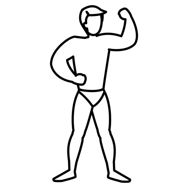 Hombre fuerte con traje de baño — Vector de stock