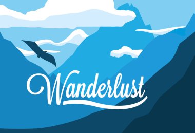 sahne peyzaj dağlar ve yolculuk tutkusu ile