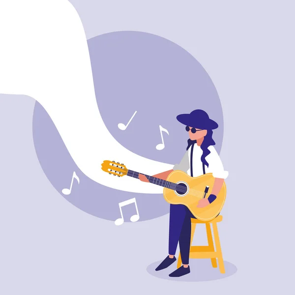 Musician man playing acoustic guitar — Stock Vector