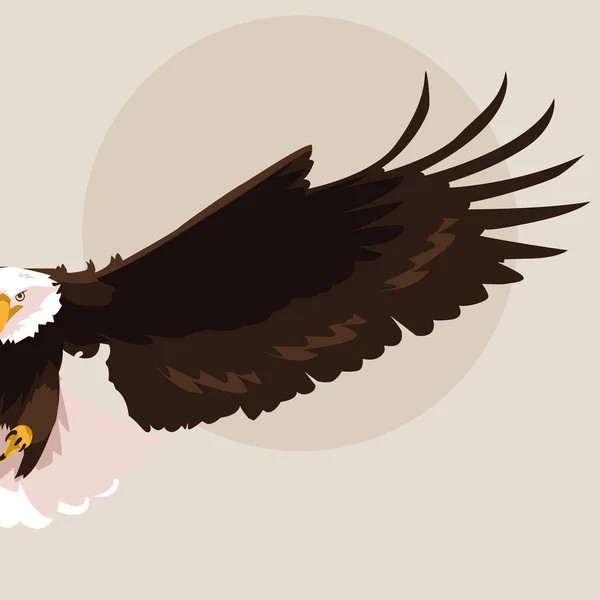 Bald eagle vogel met het vliegen — Stockvector