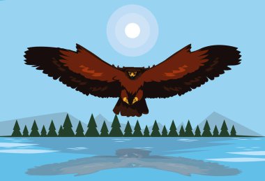 manzara biçiminde uçan heybetli şahin kuş